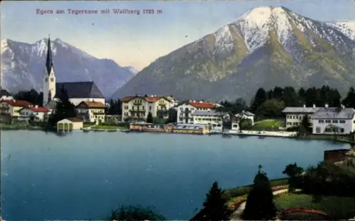 Ak Egern am Tegernsee Oberbayern,  Wallberg, See, Berge, Kirche