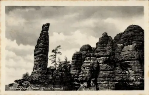 Ak Königstein an der Elbe Sächsische Schweiz, Schrammsteine, Felsenformation, Sächsische Schweiz