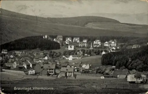 Ak Braunlage im Harz,  Villenkolonie, Landschaft mit Häusern, Wald im Hintergrund