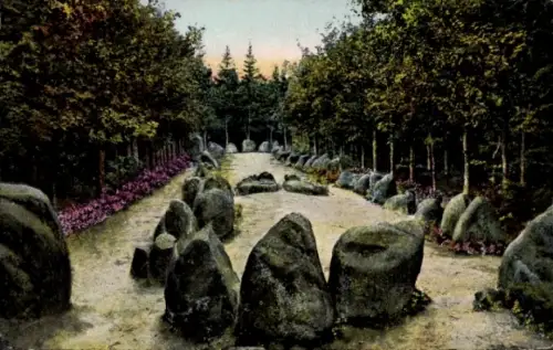 Ak Bendestorf am Kleckerwald in Niedersachsen, Steinreihe, Bäume, Weg, Natur, 