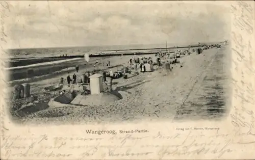 Ak Nordseebad Wangeroog Wangerooge in Ostfriesland, Strandpartie,  Strandkörbe, Menschen am Stran