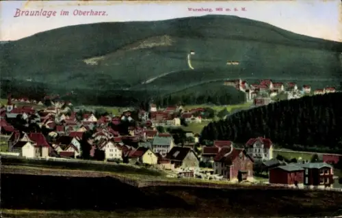 Ak Braunlage im Oberharz, Landschaft mit Häusern, Wurmberg, 968 m.ü.M.