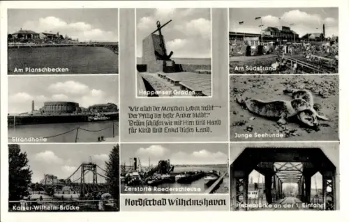 Ak Wilhelmshaven, Nordseebad  Planschbecken, Strandhalle, Heppanser Groden, Sü Seehunde