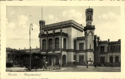 Ak Wrocław Breslau Schlesien, Breslau Hauptbahnhof,  Architektur, 