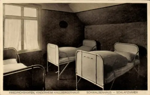 Ak Friedrichshafen am Bodensee, Schlafzimmer mit Betten, Kinderheim Hallbergerhaus, Friedrichshaf