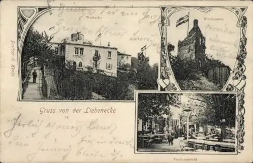 Ak Dresden Cossebaude, Liebenecke, Gastwirtschaft, Westseite, Wettinturm