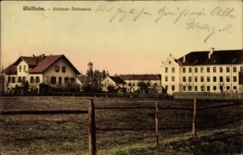 Ak Weilheim Oberbayern, Städtische Volksschule