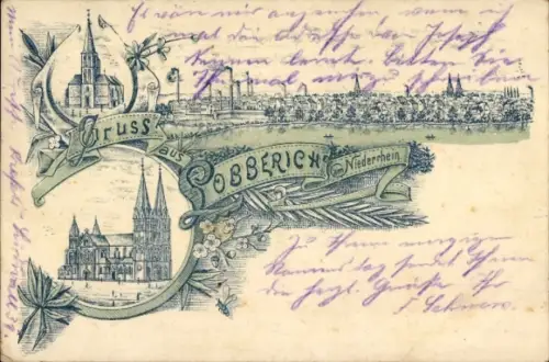 Litho Lobberich Nettetal am Niederrhein, Kirche, Gesamtansicht