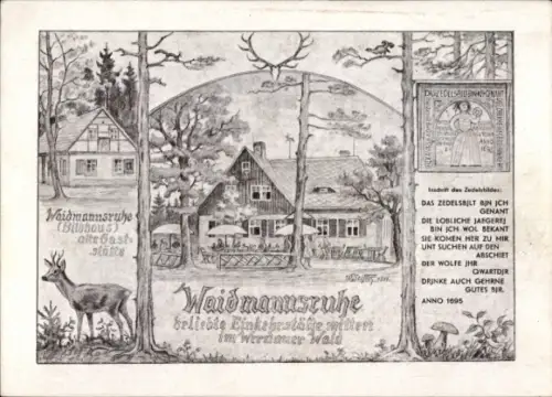 Künstler Ak Seifert, W., Teichwolframsdorf Thüringen, Einkehrstätte Waidmannsruhe, 1937