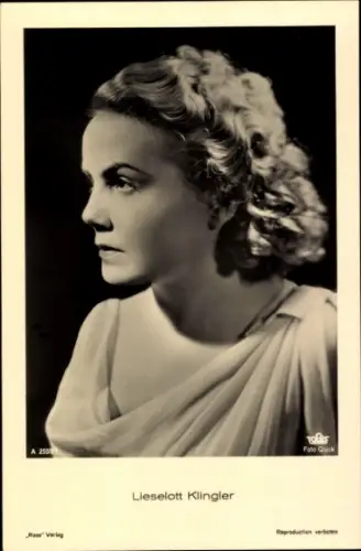 Ak Schauspielerin Lieselott Klingler, Seitenportrait, Ross Verlag A 2555/1