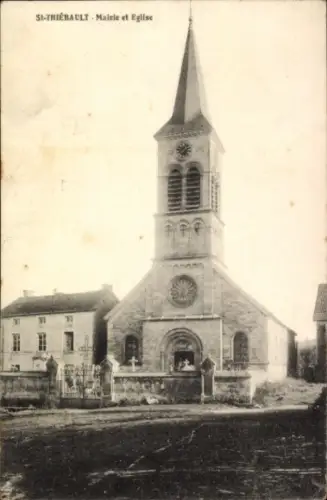 CPA Saint Thiébault Haute Marne, Rathaus und Kirche