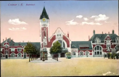 Ak Colmar Kolmar Elsass Haut Rhin, Bahnhof in   Architektur, 