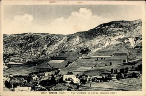 CPA Gresse en Vercors Isère, Vue generale, Col du Serpaton