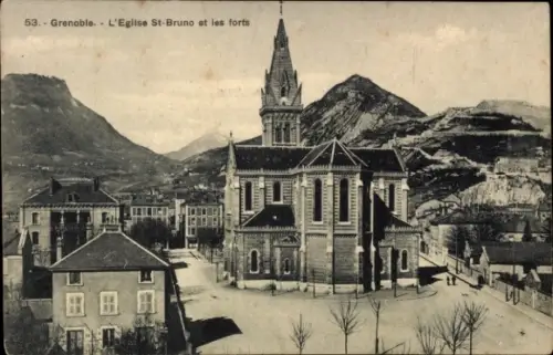 Ak Grenoble Isère, Eglise St-Bruno, Berge, Forts, 