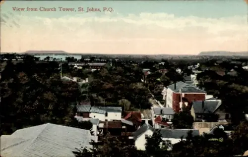 Ak St. Johns Quebec Kanada, Blick vom Kirchturm