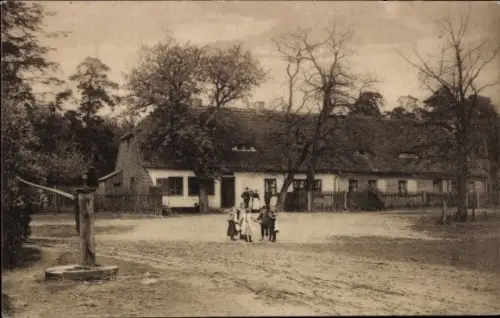 Ak Torfhaus in der Dübener Heide Wildenhain Mockrehna in Sachsen, Gasthof, Brunnen