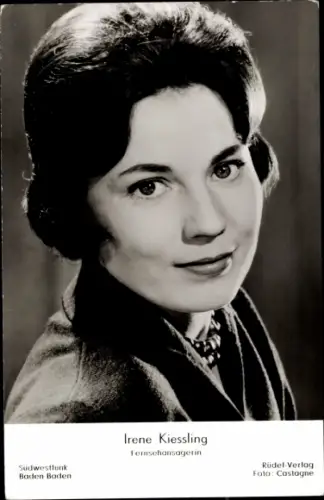 Ak Fernsehansagerin Irene Kiessling, Portrait, Südwestfunk Baden Baden