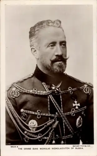 Ak Nikolai Nikolajewitsch Romanow, Großfürst von Russland, Portrait, Uniform, Orden