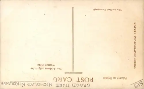 Ak Nikolai Nikolajewitsch Romanow, Großfürst von Russland, Portrait, Uniform, Orden