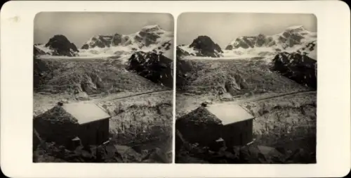 Stereo Foto Pontresina Kanton Graubünden, Persgletscher, Piz Cambrena, Bovalhütte