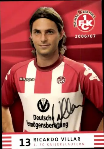 Autogrammkarte Fußballer Ricardo Villar, 1. FC Kaiserslautern, Autogramm
