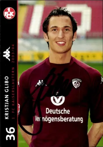 Autogrammkarte Fußballer Kristjan Glibo, 1. FC Kaiserslautern, Autogramm