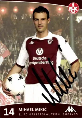 Autogrammkarte Fußballer Mihael Mikic, 1. FC Kaiserslautern, Autogramm