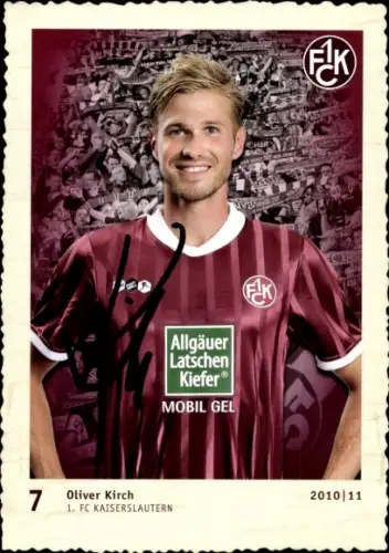Autogrammkarte Fußballer Oliver Kirch, 1. FC Kaiserslautern, Autogramm