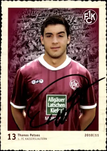 Autogrammkarte Fußballer Thanos Petsos, 1. FC Kaiserslautern, Autogramm