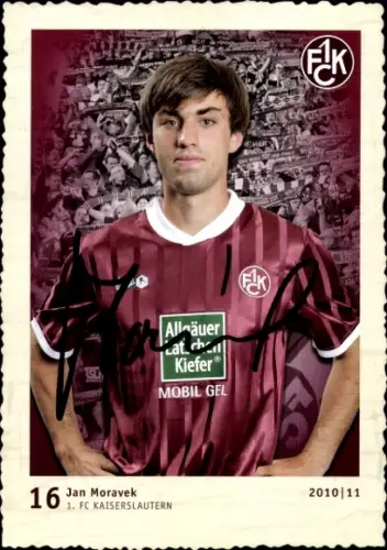 Autogrammkarte Fußballer Jan Moravek, 1. FC Kaiserslautern, Autogramm