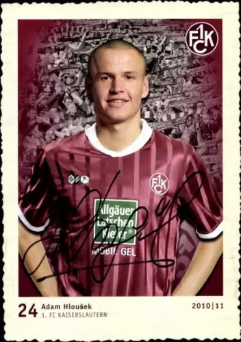 Autogrammkarte Fußballer Adam Hlousek, 1. FC Kaiserslautern, Autogramm