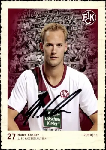 Autogrammkarte Fußballer Marco Knaller, 1. FC Kaiserslautern, Autogramm
