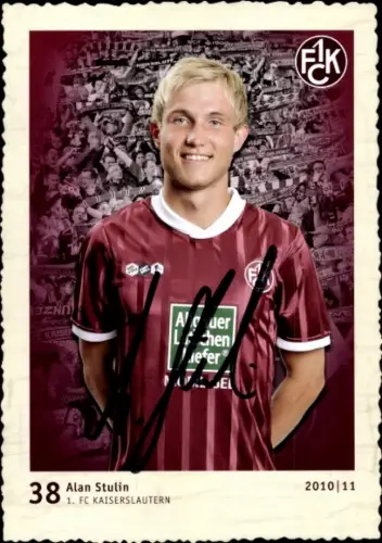 Autogrammkarte Fußballer Alan Stulin, 1. FC Kaiserslautern, Autogramm