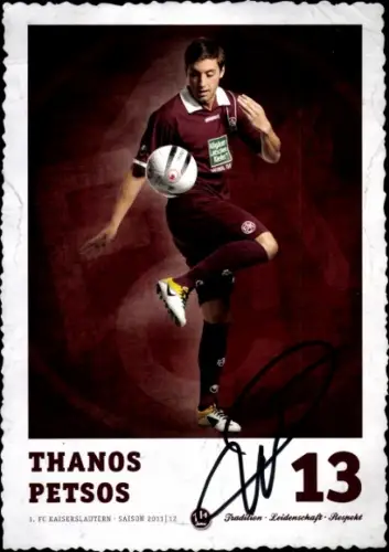 Autogrammkarte Fußballer Thanos Petsos, 1. FC Kaiserslautern, Autogramm