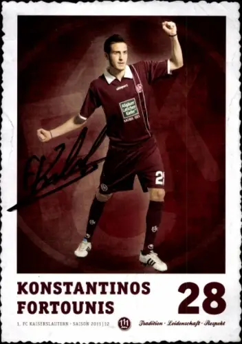 Autogrammkarte Fußballer Konstantinos Fortounis, 1. FC Kaiserslautern, Autogramm
