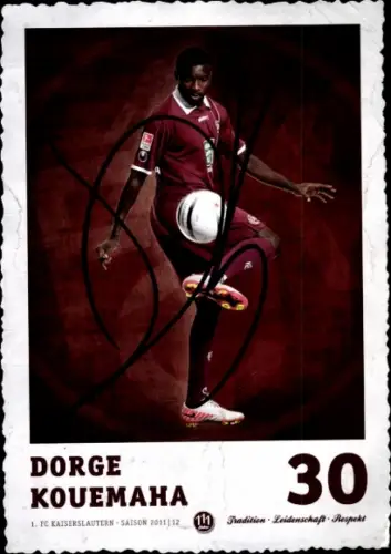 Autogrammkarte Fußballer Dorge Kouemaha, 1. FC Kaiserslautern, Autogramm