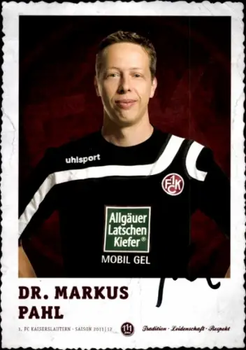 Autogrammkarte Vereinsarzt Dr. Markus Pahl, 1. FC Kaiserslautern, Autogramm