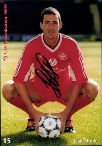 Autogrammkarte Fußballer Janos Hrutka, 1. FC Kaiserslautern, Autogramm