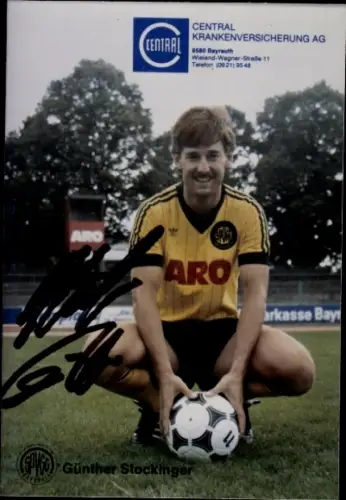 Autogrammkarte Fußballer Günther Stockinger, SpVgg Bayreuth, Autogramm