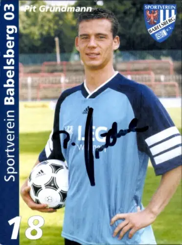 Autogrammkarte Fußballer Pit Grundmann, SV Babelsberg 03, Autogramm