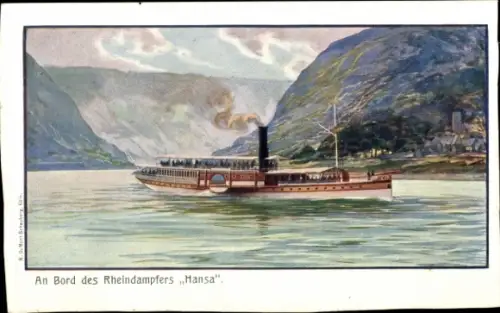 Künstler Ak Dampfer Hansa, Köln-Düsseldorfer Rhein-Dampfschifffahrt