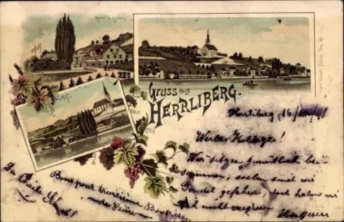Litho Herrliberg am Zürichsee Kanton Zürich, Gesamtansicht
