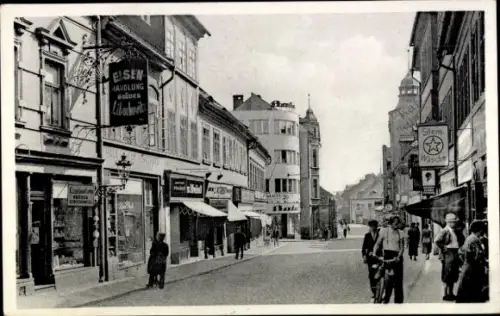 Ak Česká Lípa Böhmisch Leipa Region Reichenberg, Langegasse, Geschäfte, Eisenhandlung, Stern Wäsche