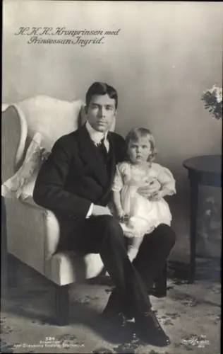 Ak Gustaf VI. Adolf als Kronprinz von Schweden mit Prinzessin Ingrid