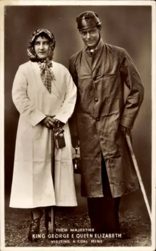 Ak King George VI, Queen Elizabeth, Visiting a Coal Mine
