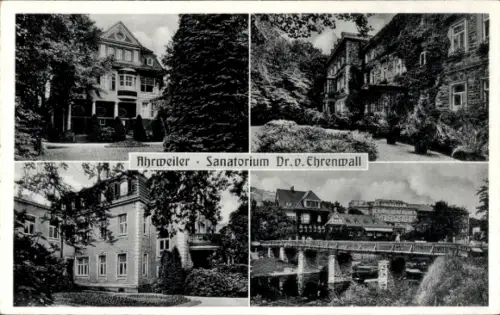Ak Ahrweiler an der Ahr,  Sanatorium Dr. D. Ehrenwall, vier Bilder, keine Personen, schwarz-weiß