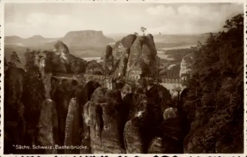 Ak Rathen an der Elbe Sächsische Schweiz, Basteibrücke, Felsenlandschaft, Sächsische Schweiz