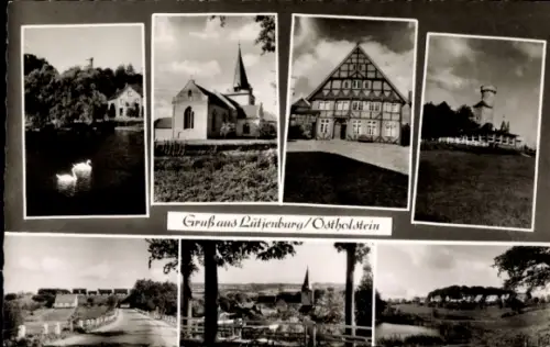Ak Lütjenburg in Holstein, Fünf Schwarz-Weiß-Fotos, Gruß aus Lütjenburg/Ostholstein