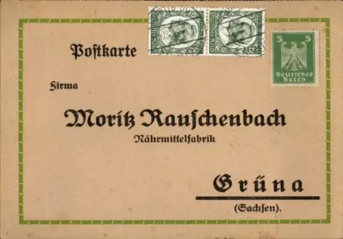 Ak Grüna Chemnitz Sachsen, Moritz Rauschenbach, Nährmittelfabrik,  Sachsen, deutsches Reich