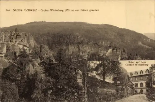 Ak Krippen Bad Schandau Sächsische Schweiz, Großer Winterberg,  Hotel auf dem Großen Winterberg